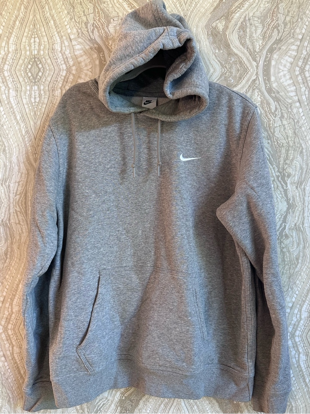 NIKE Mens L Grey 100% Cotton Hoodie SWEATSHIRT